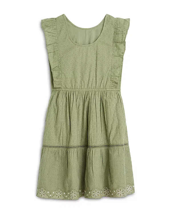 Детское платье для девочек без рукавов с отделкой рюшами Scotch & Soda, Oil Green — фото 3
