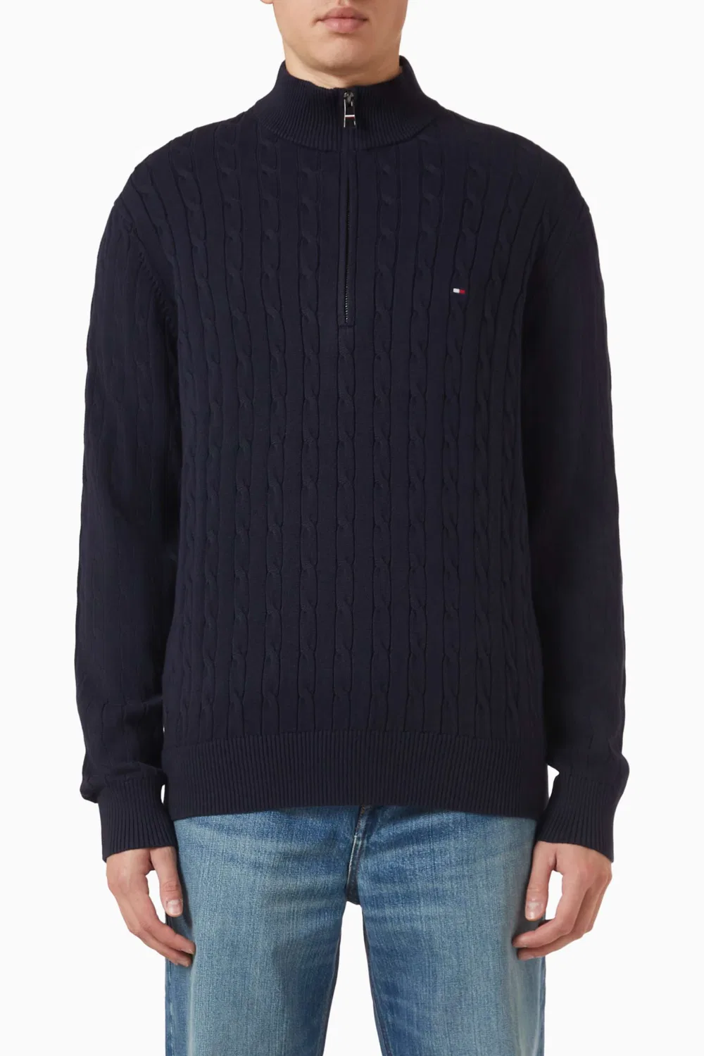 Свитер на молнии крупной вязки из органического хлопка Tommy Hilfiger, синий