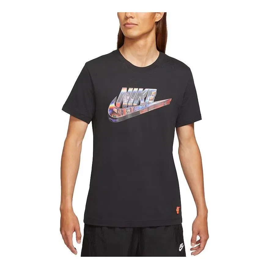 Футболка спортивная с принтом 3D логотипа Nike, черный