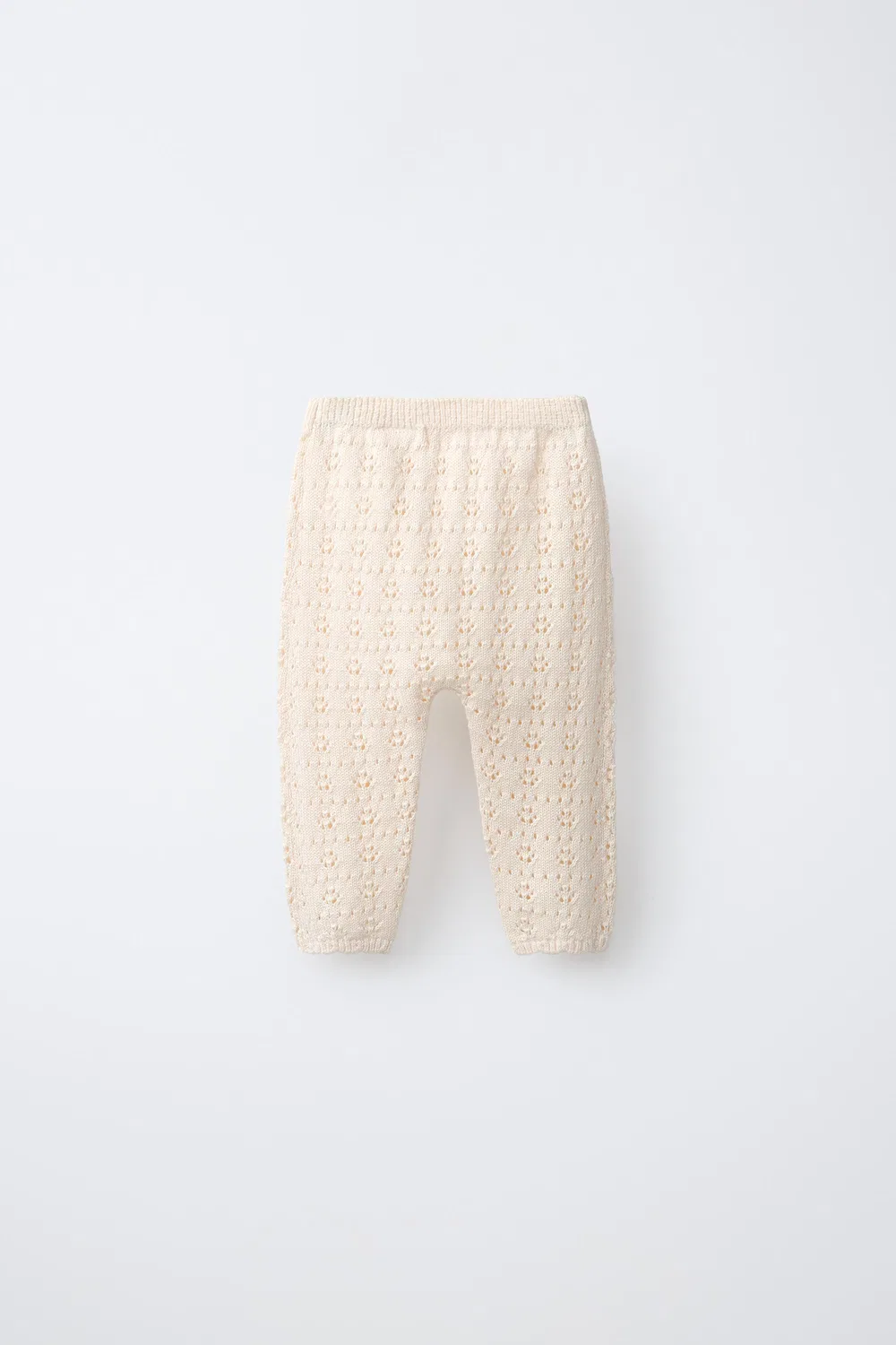 Вышитые трикотажные брюки с ажурной отделкой ZARA, Beige-Pink — фото 2