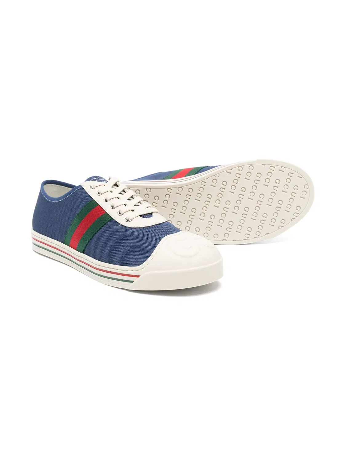Кеды Gucci Kids из канваса с отделкой Web, синие — фото 2