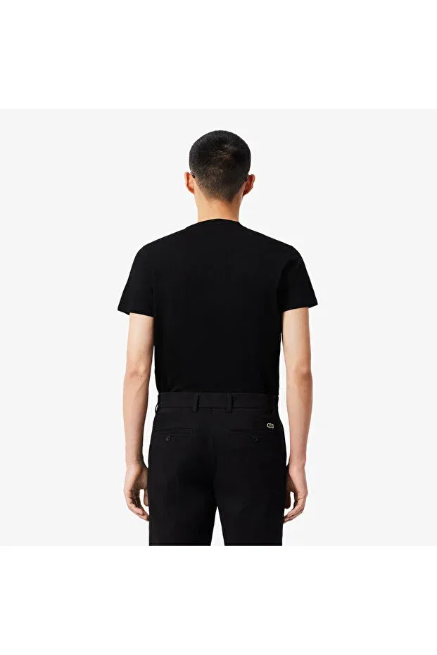 Мужская футболка Lacoste хлопковая, однотонная, черный — фото 3