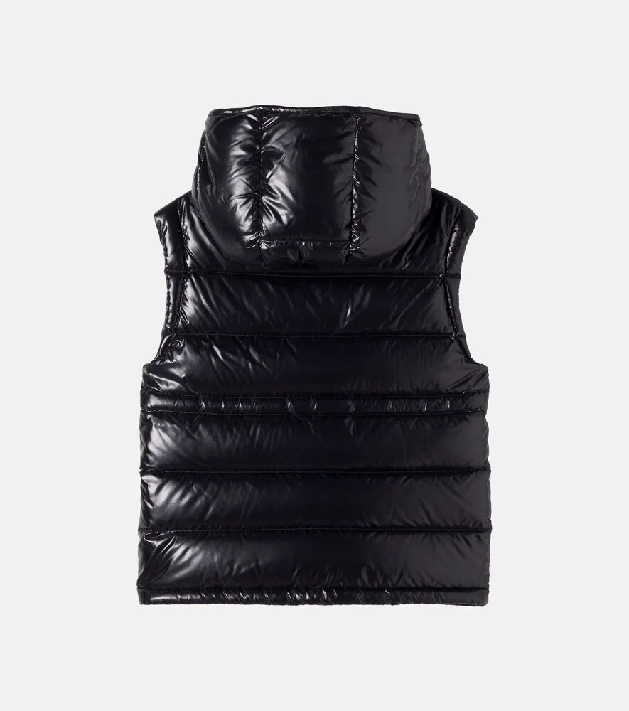 Стеганый пуховый жилет Ania Moncler Enfant, черный — фото 3