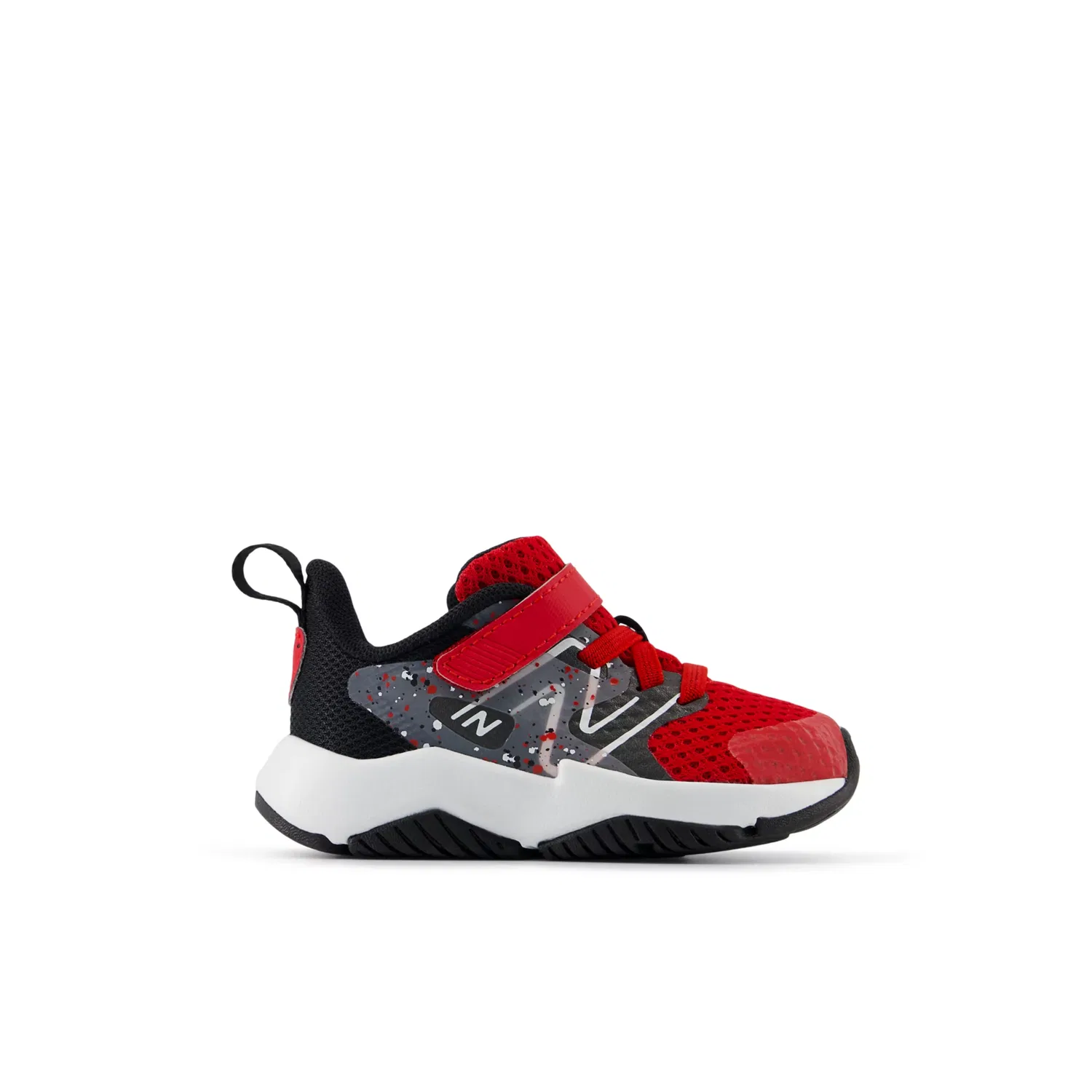 Детские кроссовки на шнурках с верхней застежкой Rave Run v2 Bungee Lace with Top Strap New Balance, Team Red With Black And Black Cement