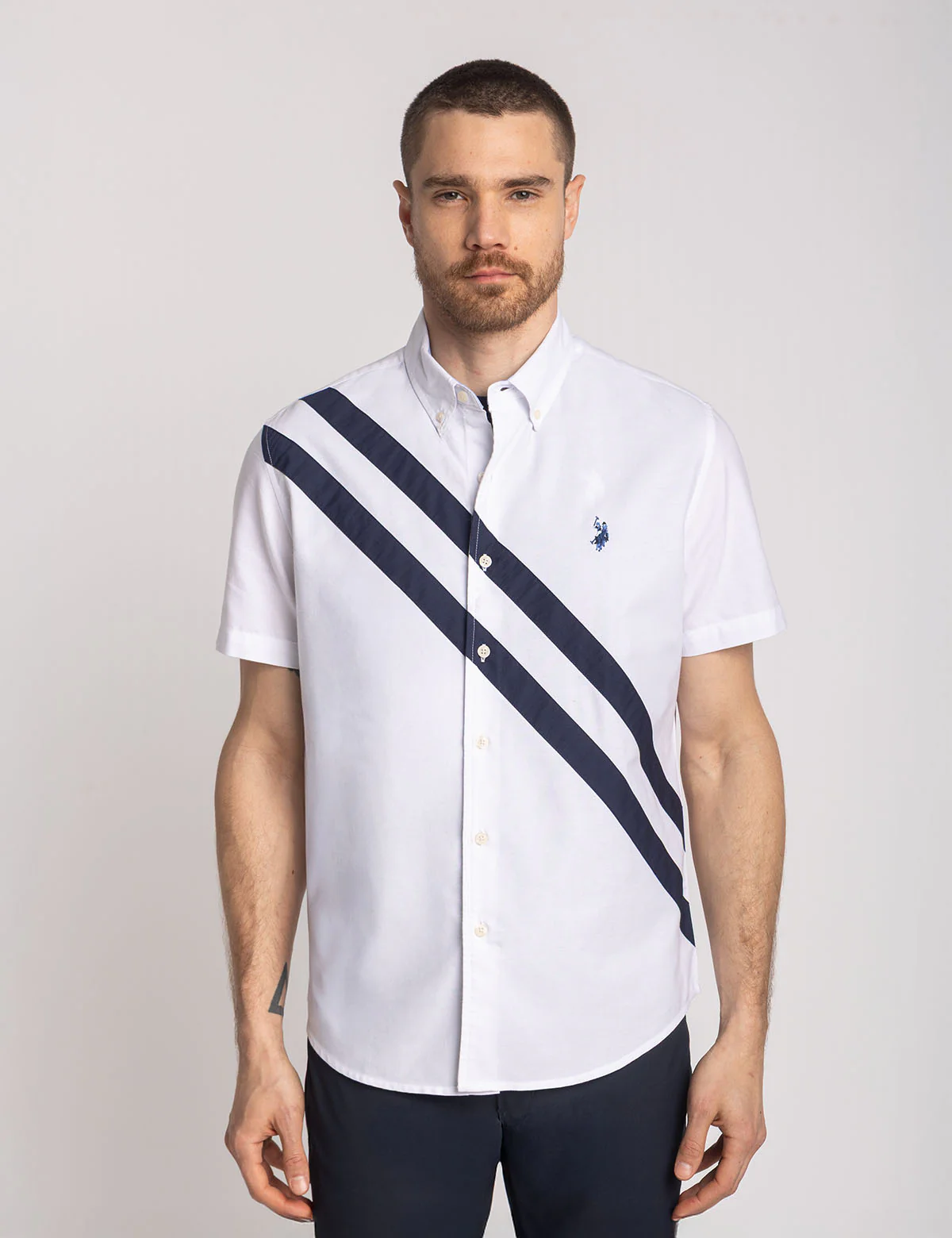 

Рубашка U.S. Polo Assn Short Sleeve Double Sash Oxford, белый