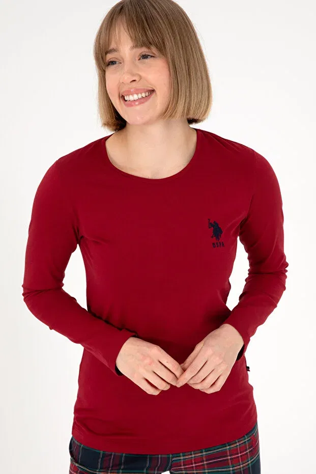 Женская пижама с длинным рукавом U.S. Polo Assn., Burgundy — фото 4
