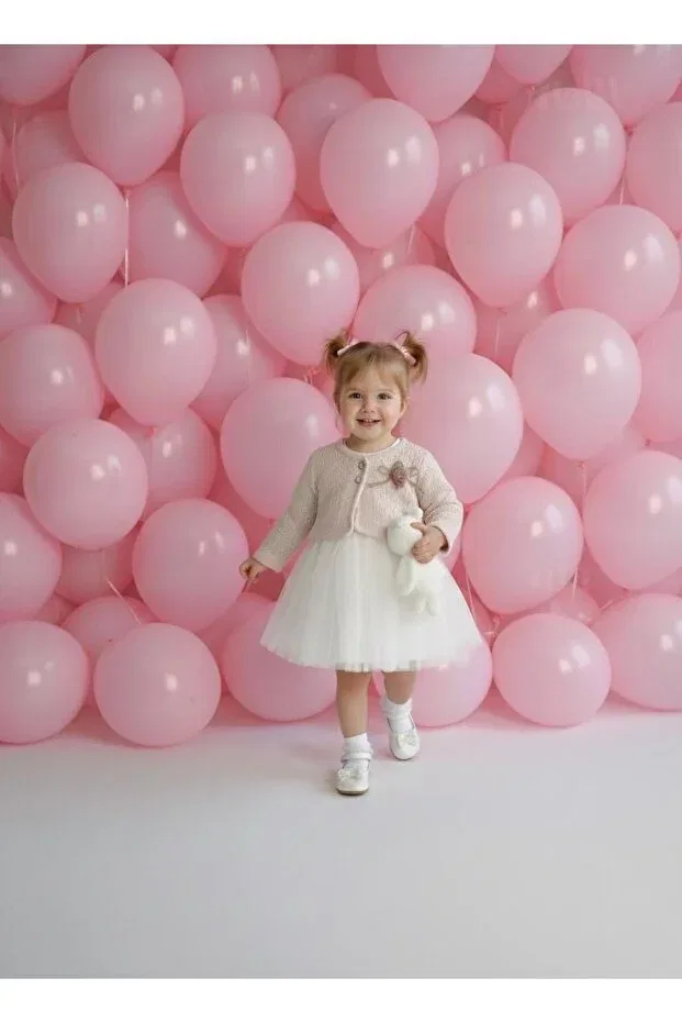 Детское платье из футера с розовыми деталями Miaras Baby, White — фото 3