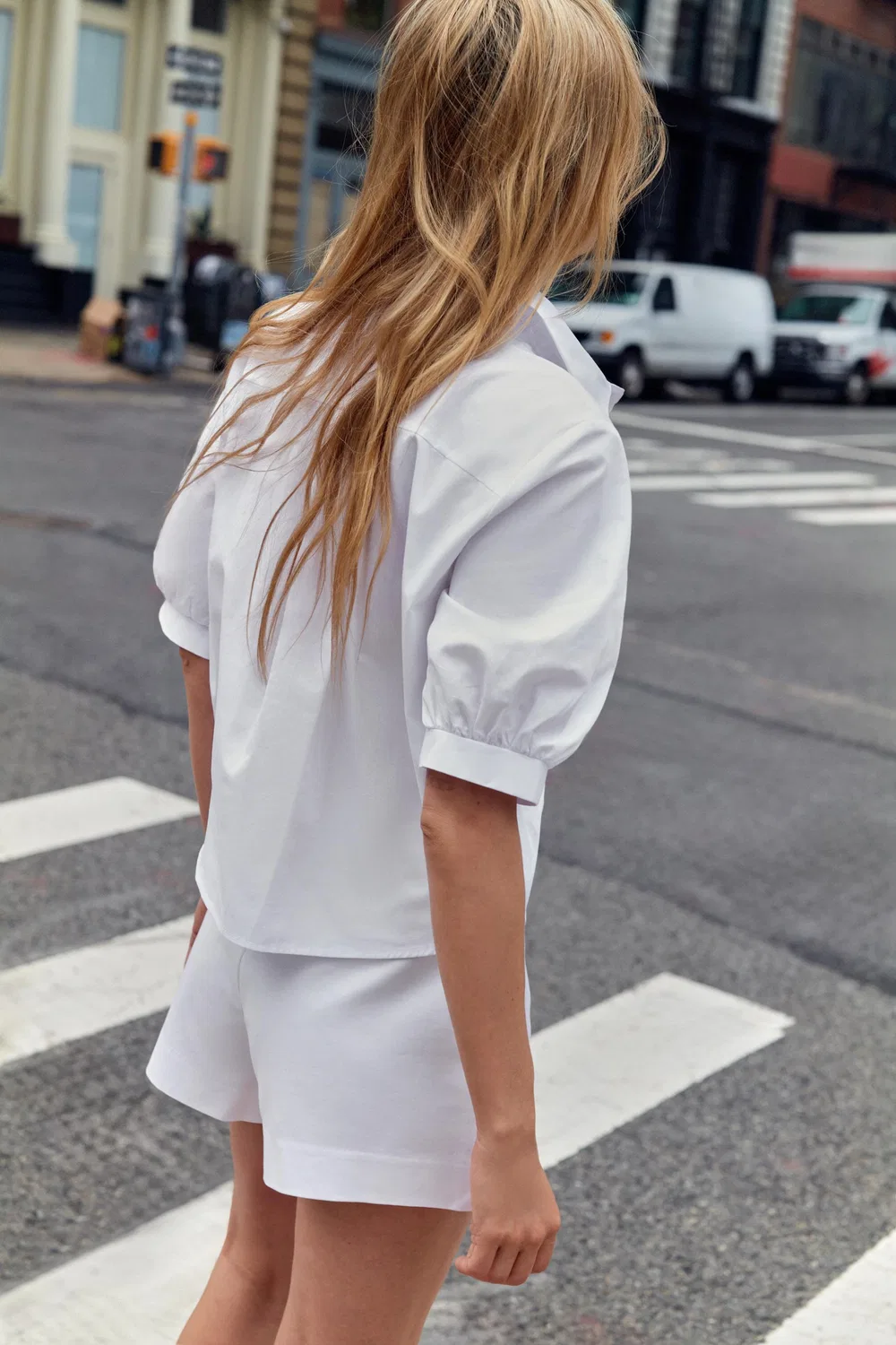 Рубашка из искусственного жемчуга из поплина ZARA, White — фото 4