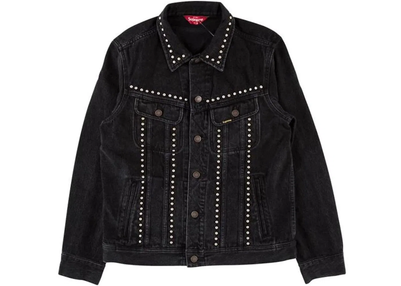 Мужская джинсовая куртка с шипами Supreme Jacket, Black