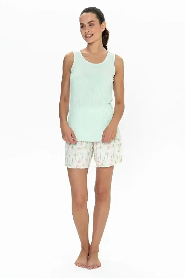 Женский комплект шорт с блузой с принтом U.S. Polo Assn., Mint Green — фото 2