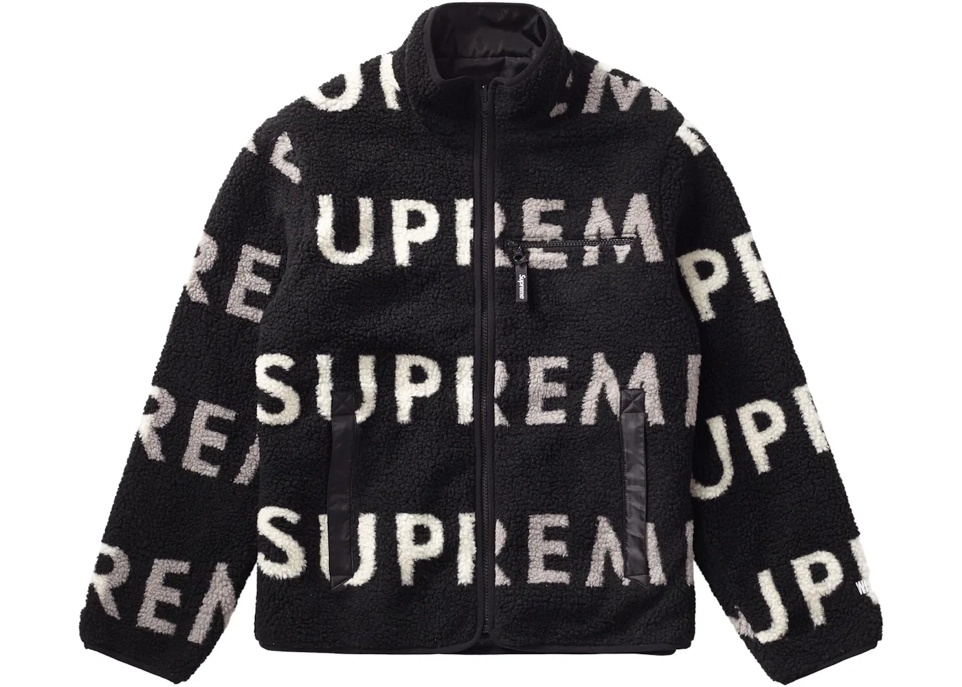 Мужская куртка на молнии с принтом Supreme Reversible Logo Fleece Jacket Supreme, Black