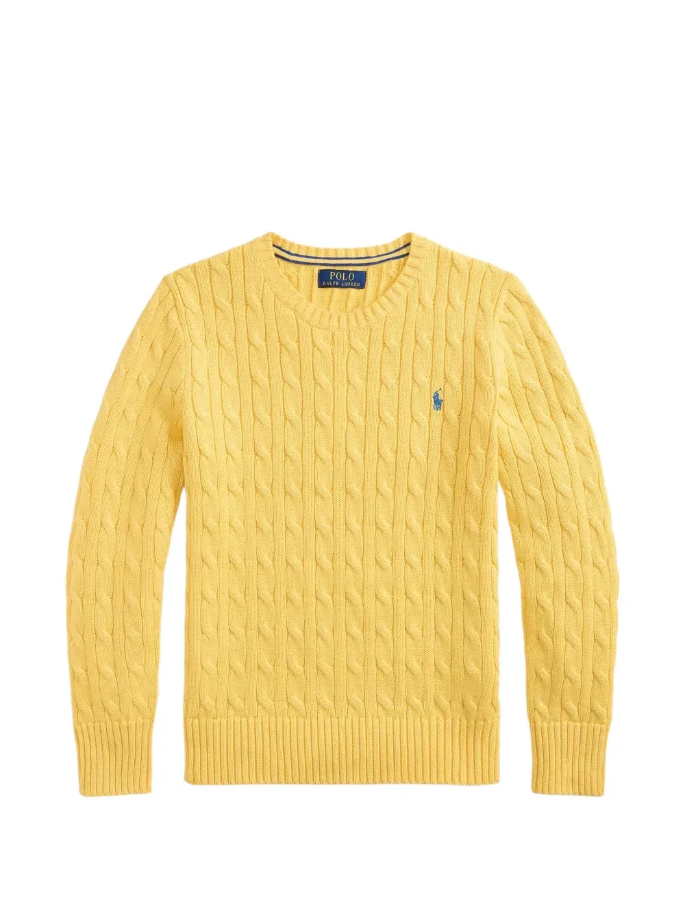 Вязаный джемпер с узором косичка Пони Polo Ralph Lauren Kids, желтый