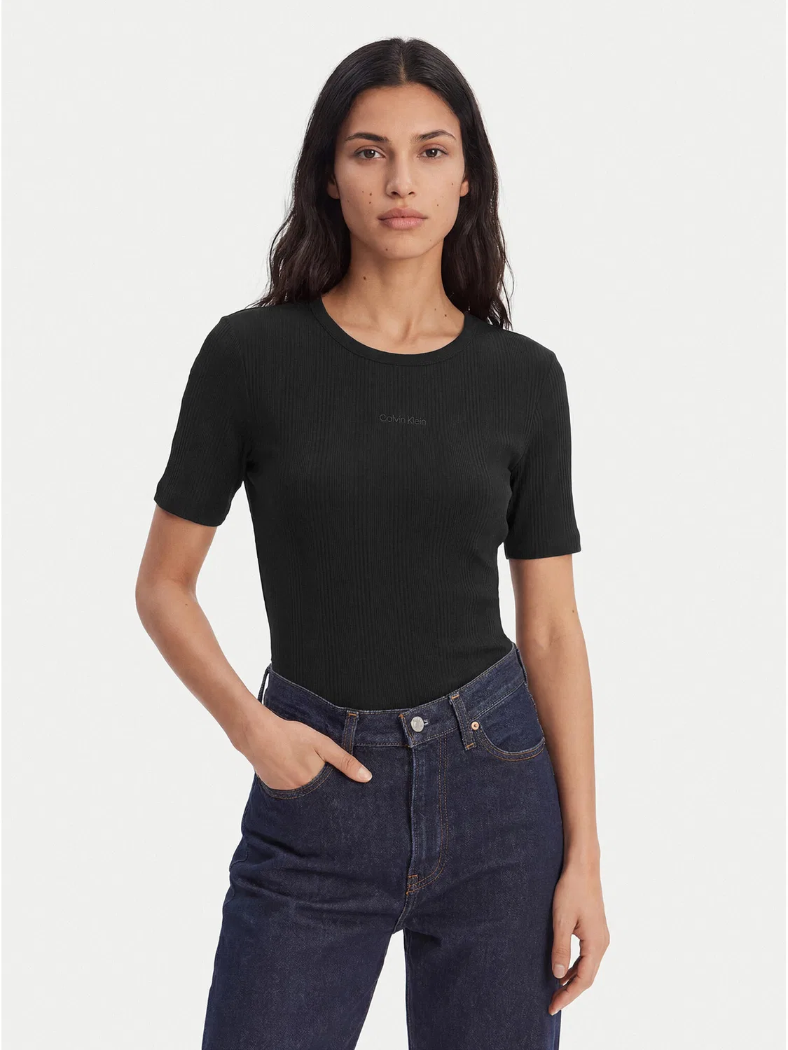 Женская футболка приталенного кроя Varigated Calvin Klein, черный