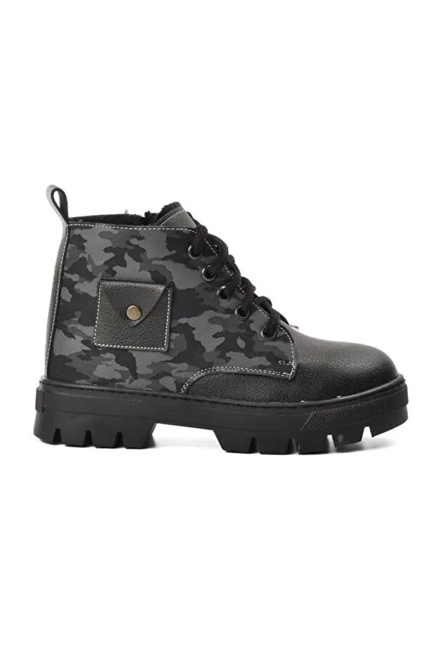 Детские ботинки для девочек с камуфляжным принтом Generic Brands, Black-Grey Camouflage