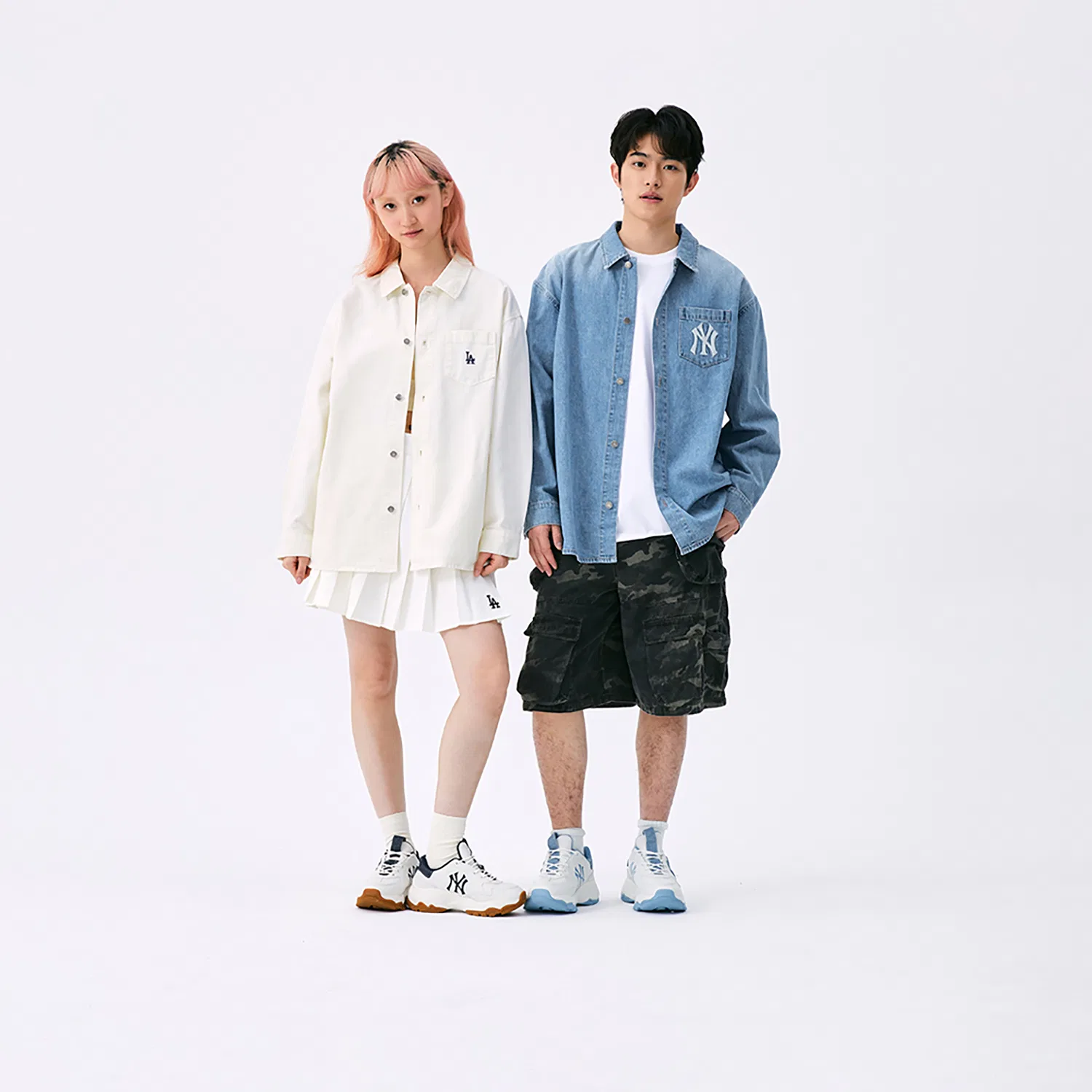 Детская рубашка денимовая MLB Monogram SS25, New York Yankees/Indigo Blue — фото 4