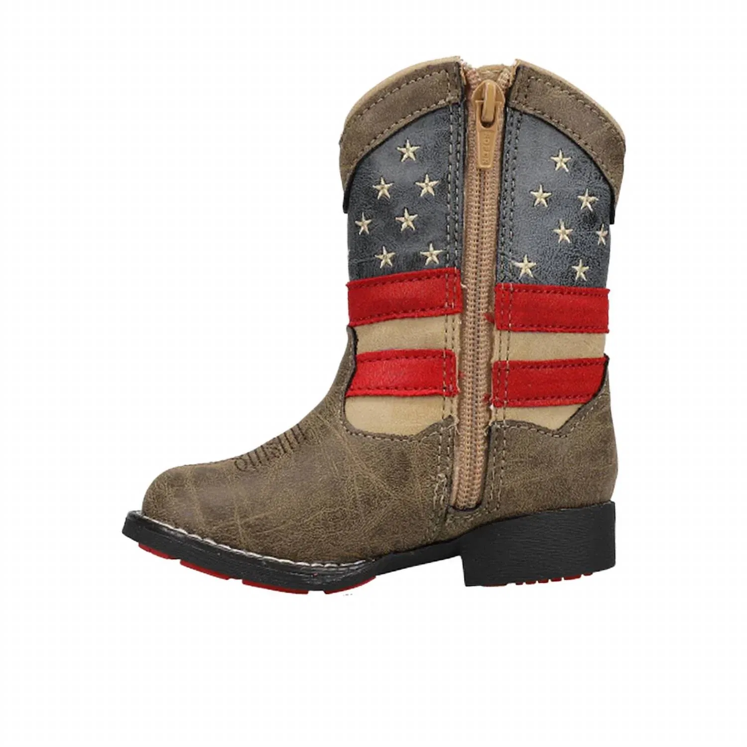 Детские ботинки для мальчиков с подсветкой на молнии Patriot Light Up Roper, Blue/Brown/Red — фото 2