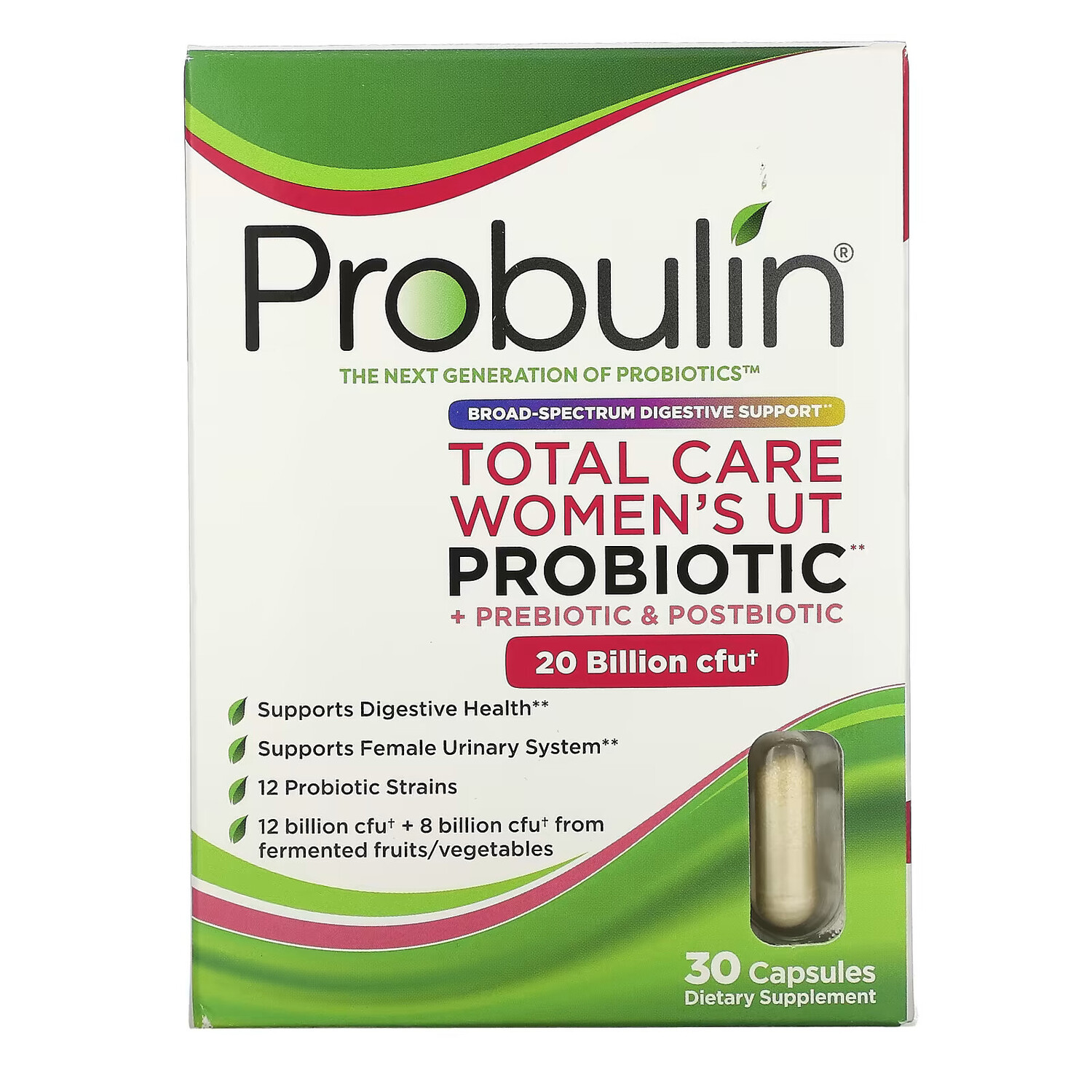 

Probulin, Total Care, пробиотик для женской мочевыделительной системы, 20 млрд КОЕ, 30 капсул