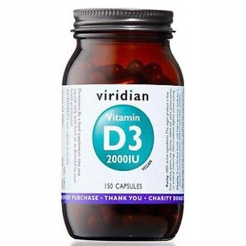 

Viridian, Витамин D3 2000 МЕ (веганский), 150 капсул.