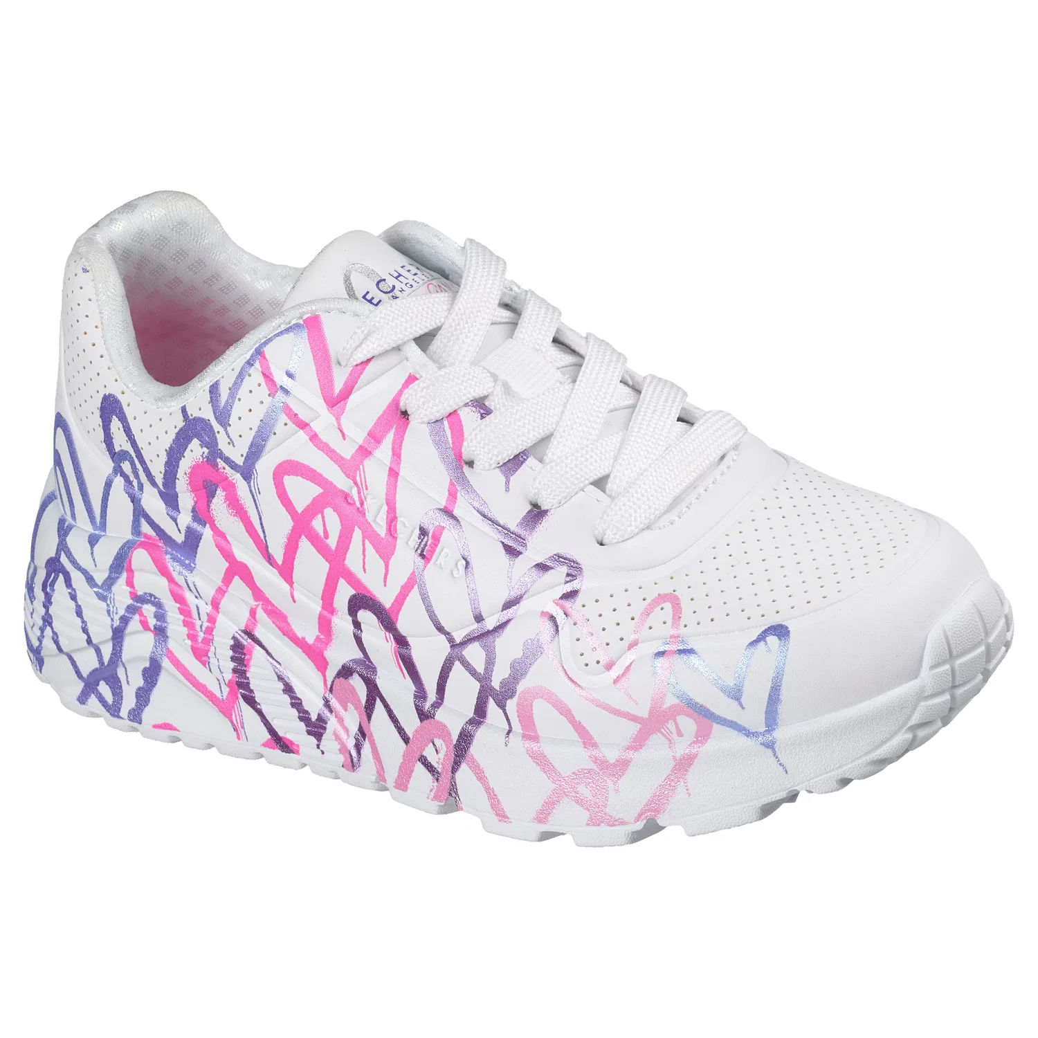 Детские кроссовки на шнуровке UNO LITE Skechers, White/Pink — фото 4