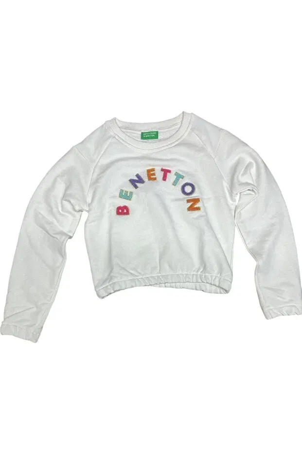 Детская толстовка для девочек хлопковая Benetton, White