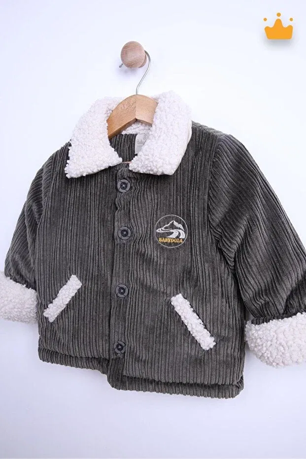 Детское пальто для девочек с капюшоном Bomber Coat Babyhola, Anthracite — фото 2