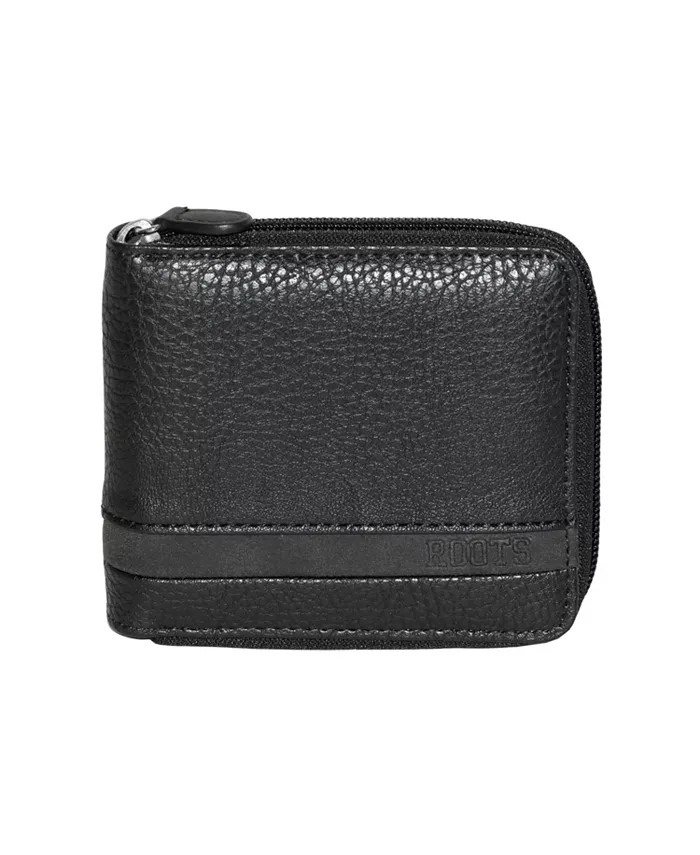 

Мужской кошелек Men Zipper Around Wallet With Center Wing на молнии с центральным крылом Roots, черный