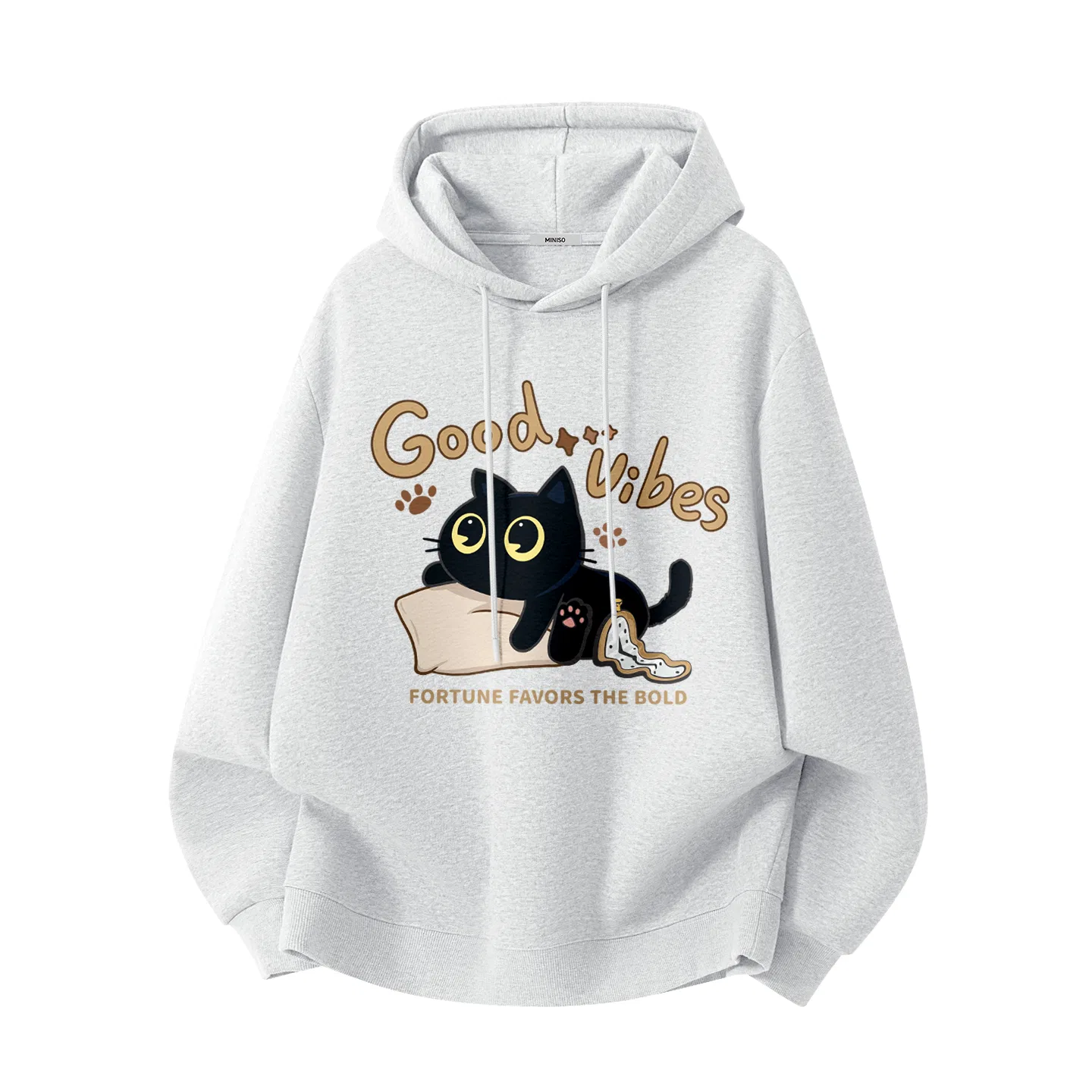 Детский худи с капюшоном средней плотности MINISO, Black (Naughty Kitten) — фото 3
