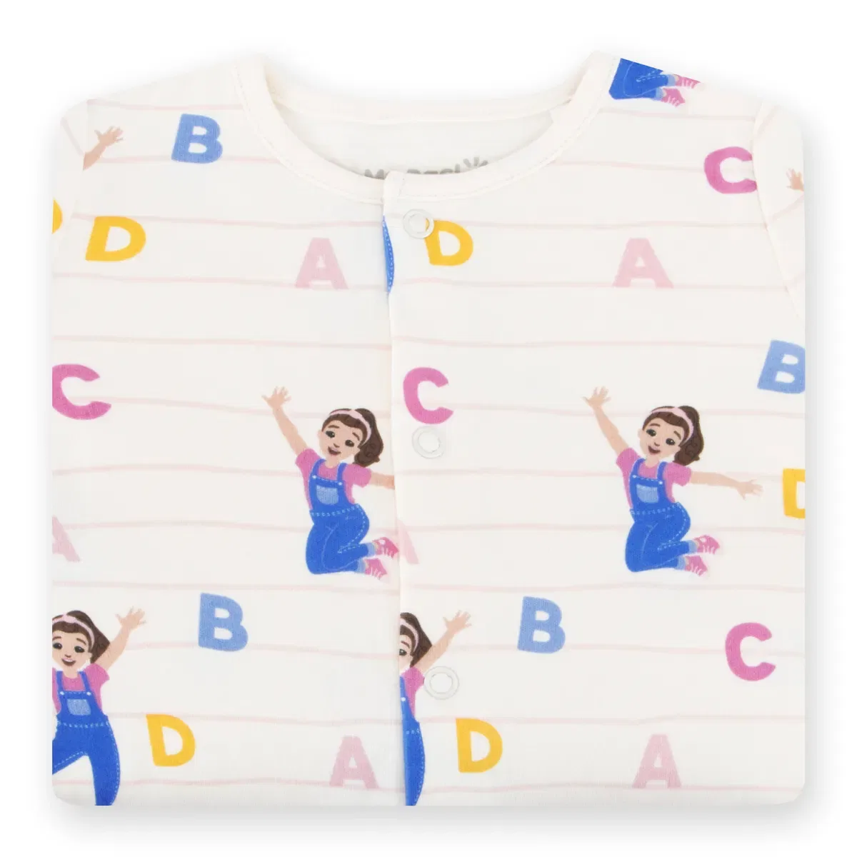 Детский комбинезон для сна с принтом Alphabet Ms. Rachel, Cream — фото 4
