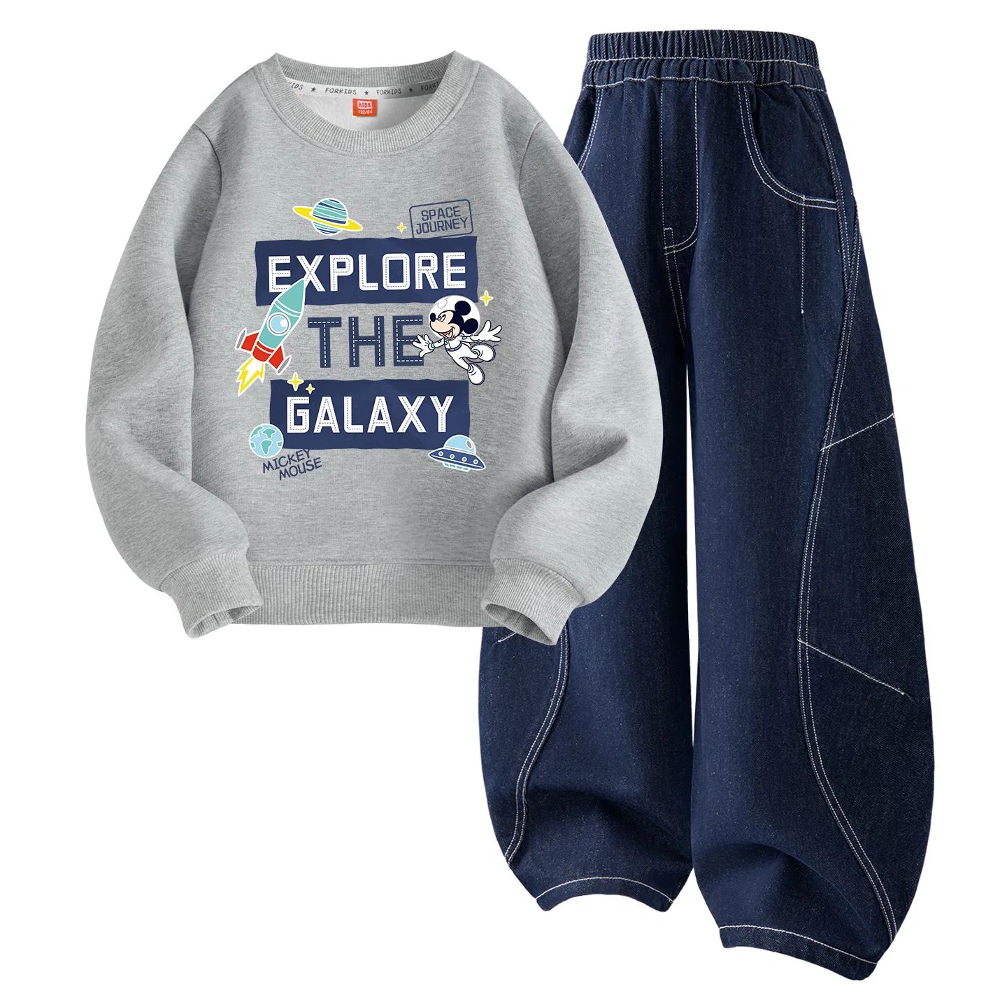 Детский спортивный костюм для мальчиков с принтом Disney, Heather Gray/Denim Dark Blue — фото 4