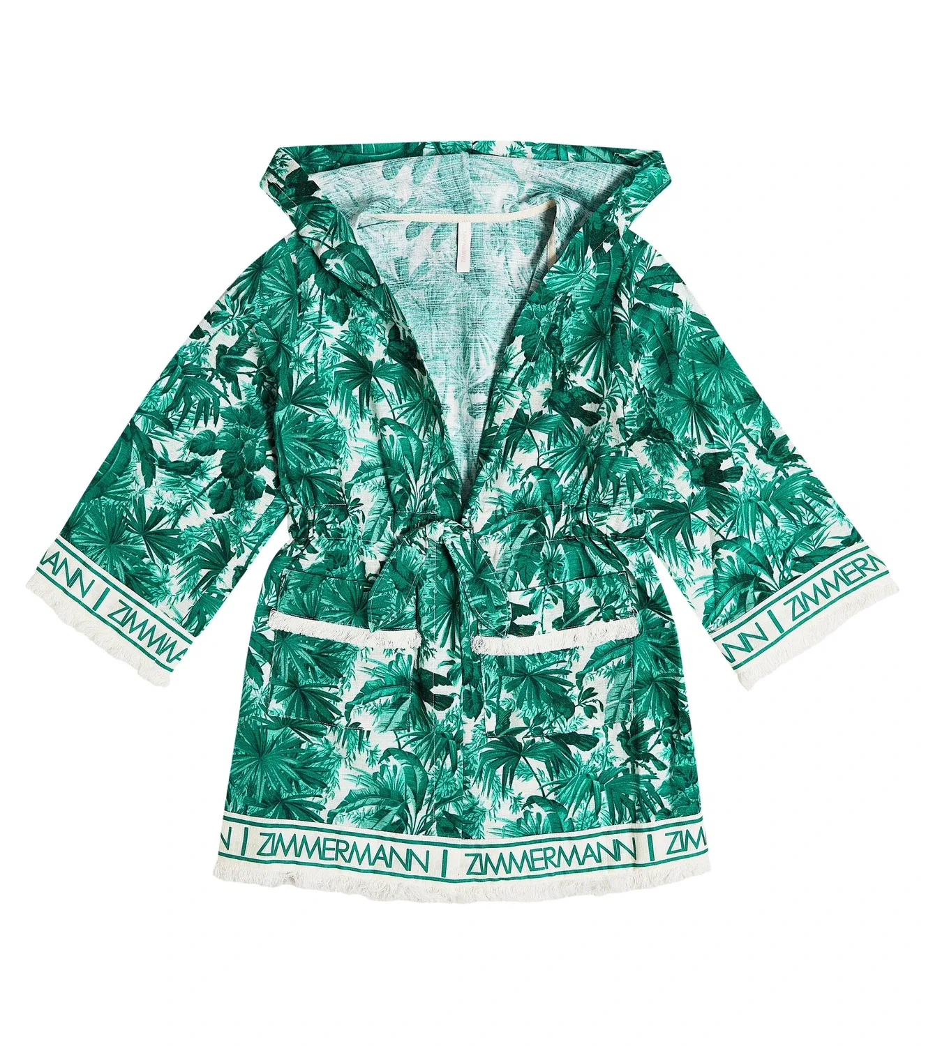Ночная рубашка с капюшоном Zimmermann Kids, Green Palm