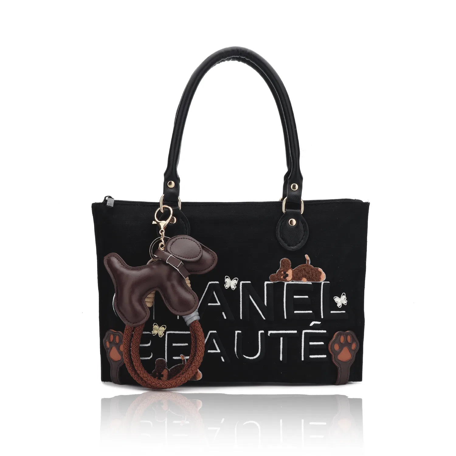 Женская косметичка с 3D-эффектом Canvas Puppy CHANEL, Черный