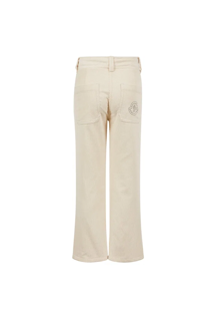 Брюки из вельвета с принтом Kids Studded Logo Corduroy Pants Moncler, Beige — фото 2
