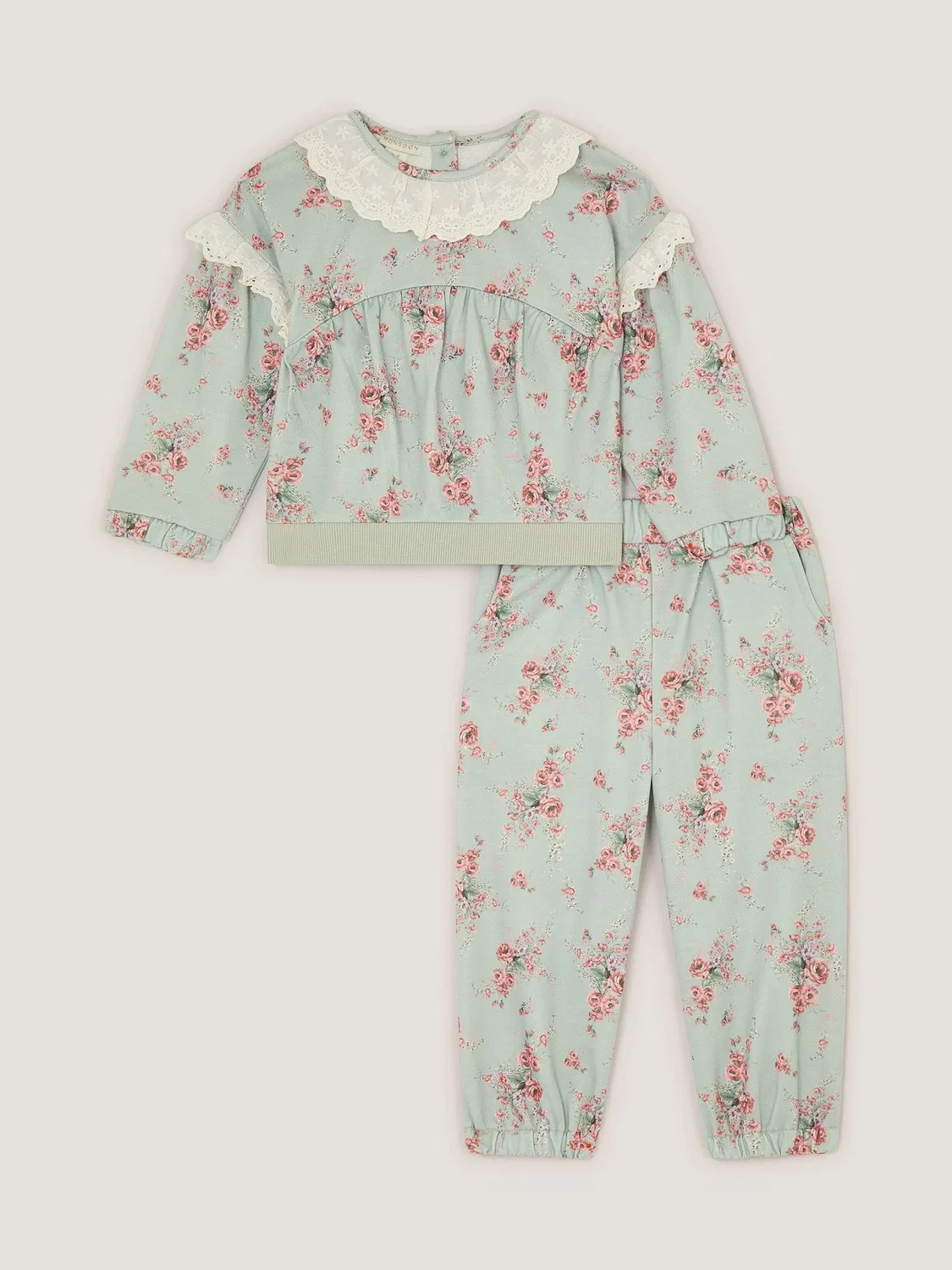 Комплект Monsoon Green Baby с цветочным принтом Sweatshirt & Joggers