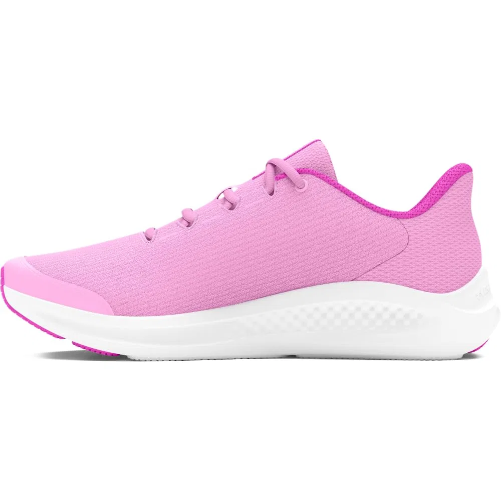 Детские беговые кроссовки для девочек с легким дизайном Under Armour Grade School Pursuit 3 Big Logo, Rosa Stellare Magenta Vivido