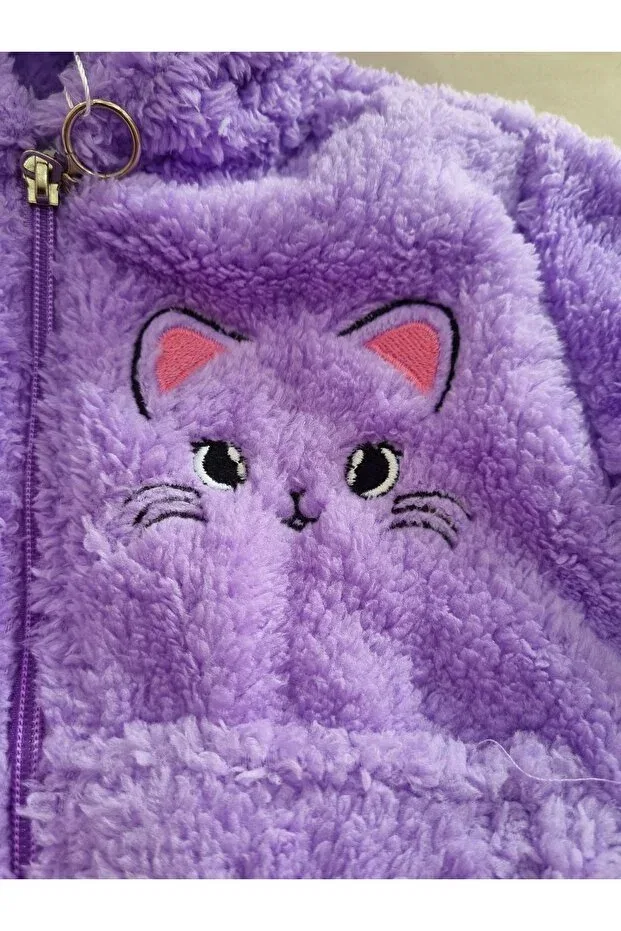 Детский кардиган с капюшоном из плюша Uğur Bebe, Lilac — фото 3
