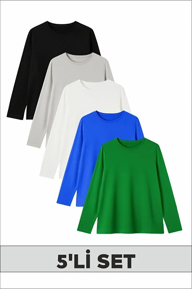 Детские свитшот с длинным рукавом комплект 5 шт Fyk Kids, Black-Gray-White-Blue-Green