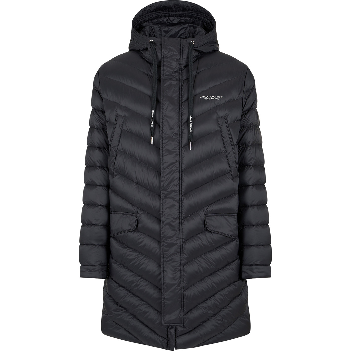 Пуховик Armani Exchange Long With Hood, черный