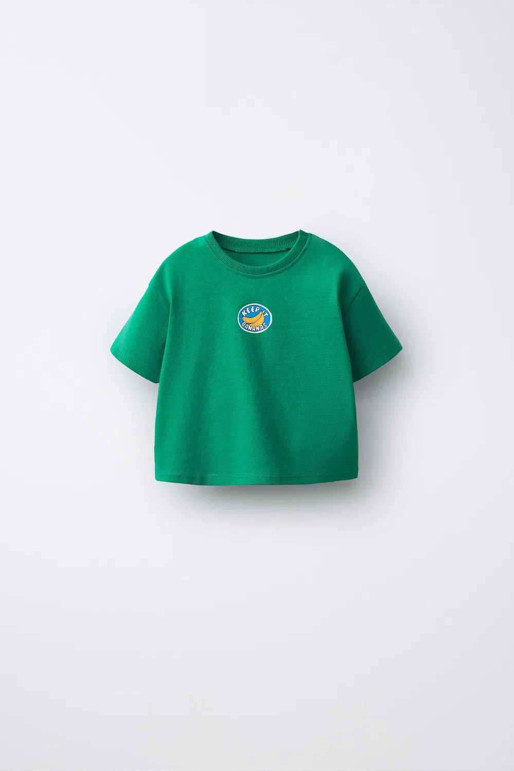 Набор из 2 однотонных и принтованных футболок ZARA, Green/Ecru — фото 2