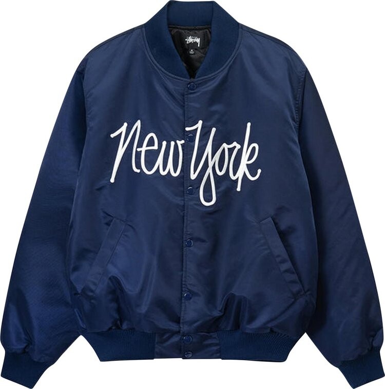 

Куртка Stussy LA Chapter Satin Varsity Jacket 'Navy', синий