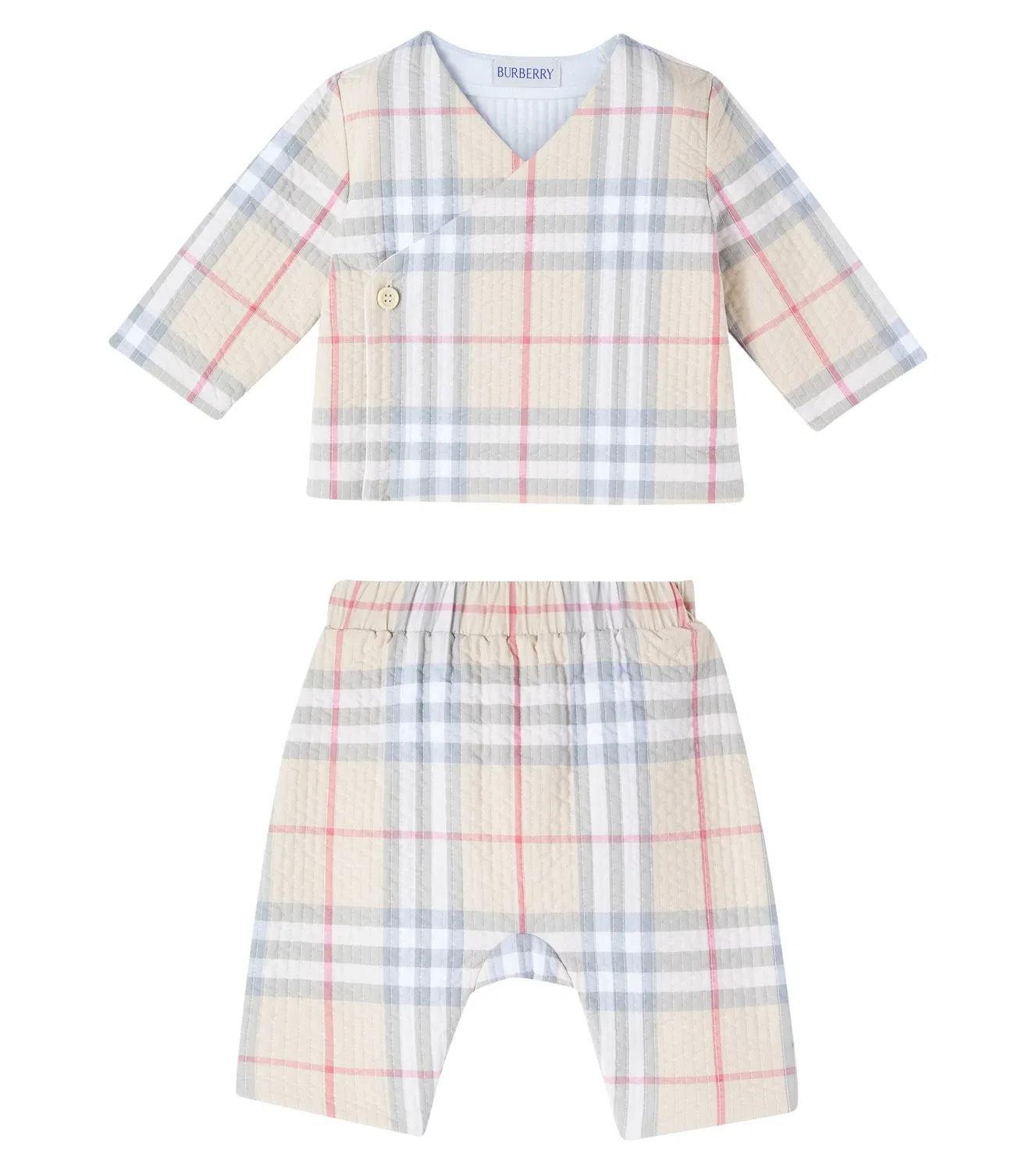 Комплект из кофты и брюк Baby Burberry Check Burberry Kids, бежевый