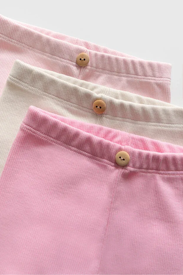 Детские леггинсы для девочек хлопковые 3-шт. Alya&Alin Baby, Pudra-Beige-Pink — фото 2