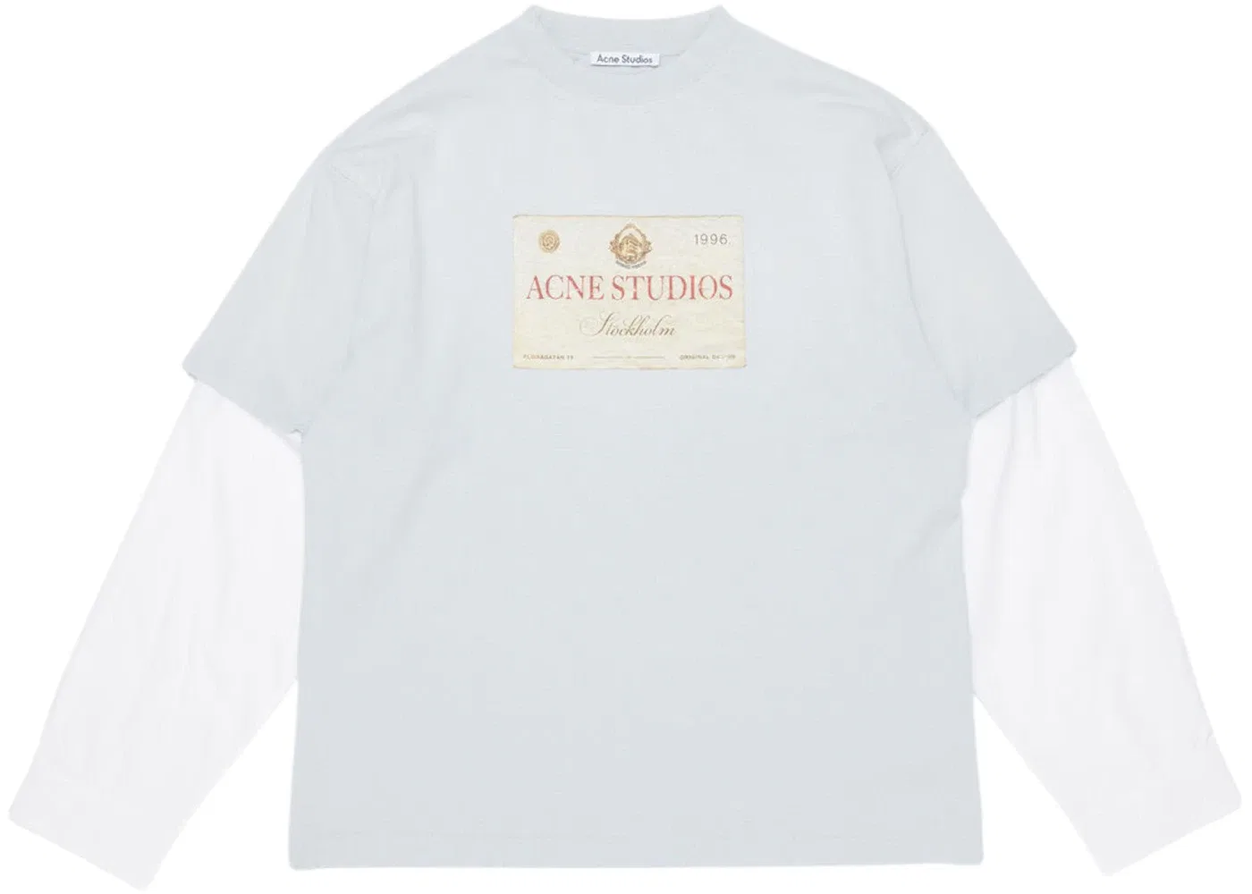 Футболка с принтом Layered Print T-shirt Acne Studios, Dusty White