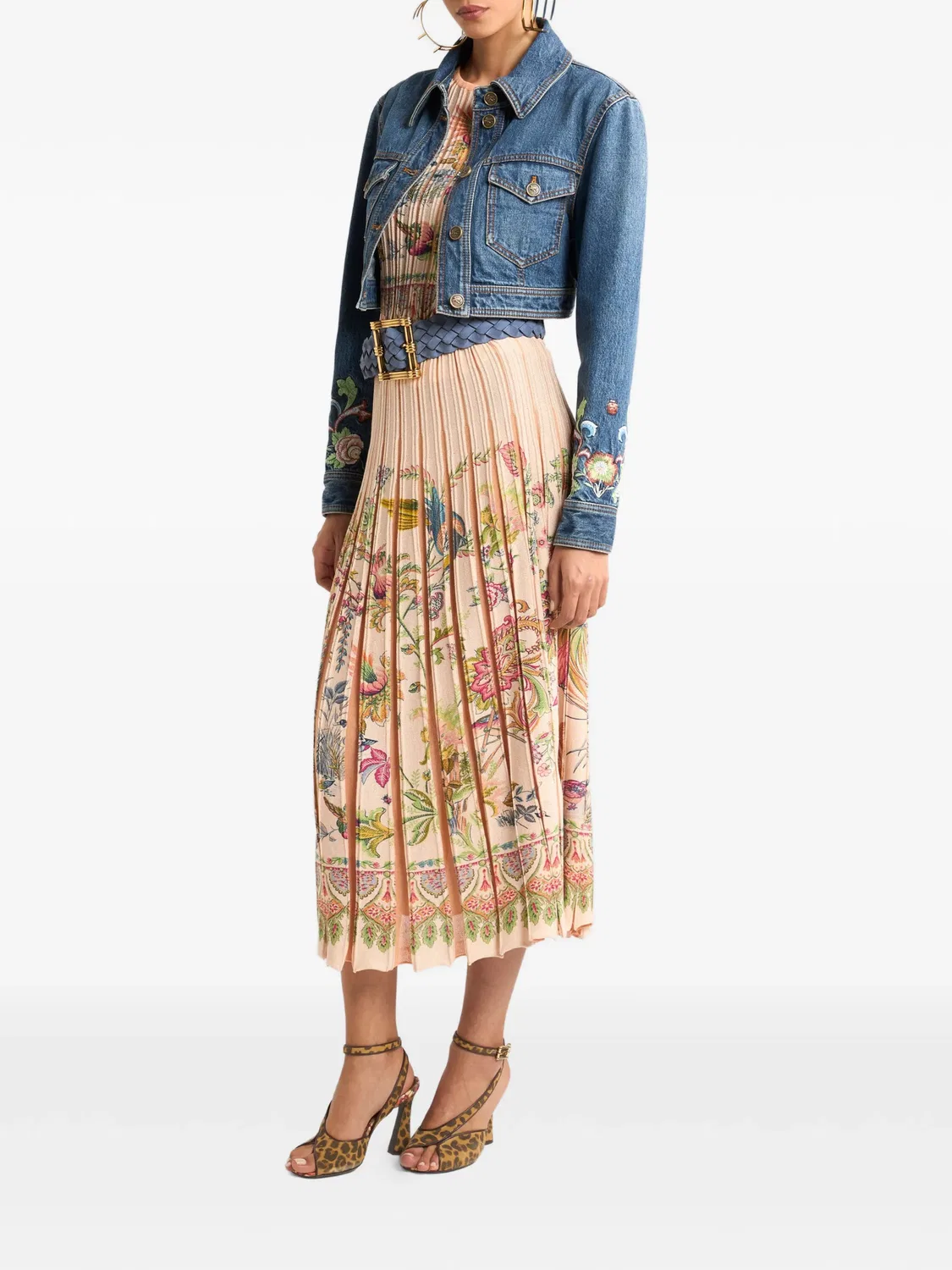 Короткая куртка с цветочной вышивкой ETRO, голубой — фото 3
