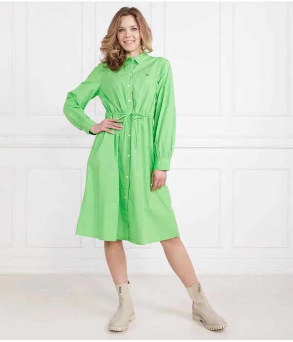 Женское платье миди с длинным рукавом 1985 Knee Dress Tommy Hilfiger, зеленый — фото 3