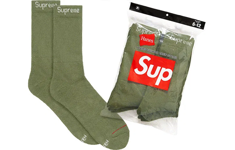Носки с высоким голенищем Supreme Hanes, 4 пары, цвет Olive