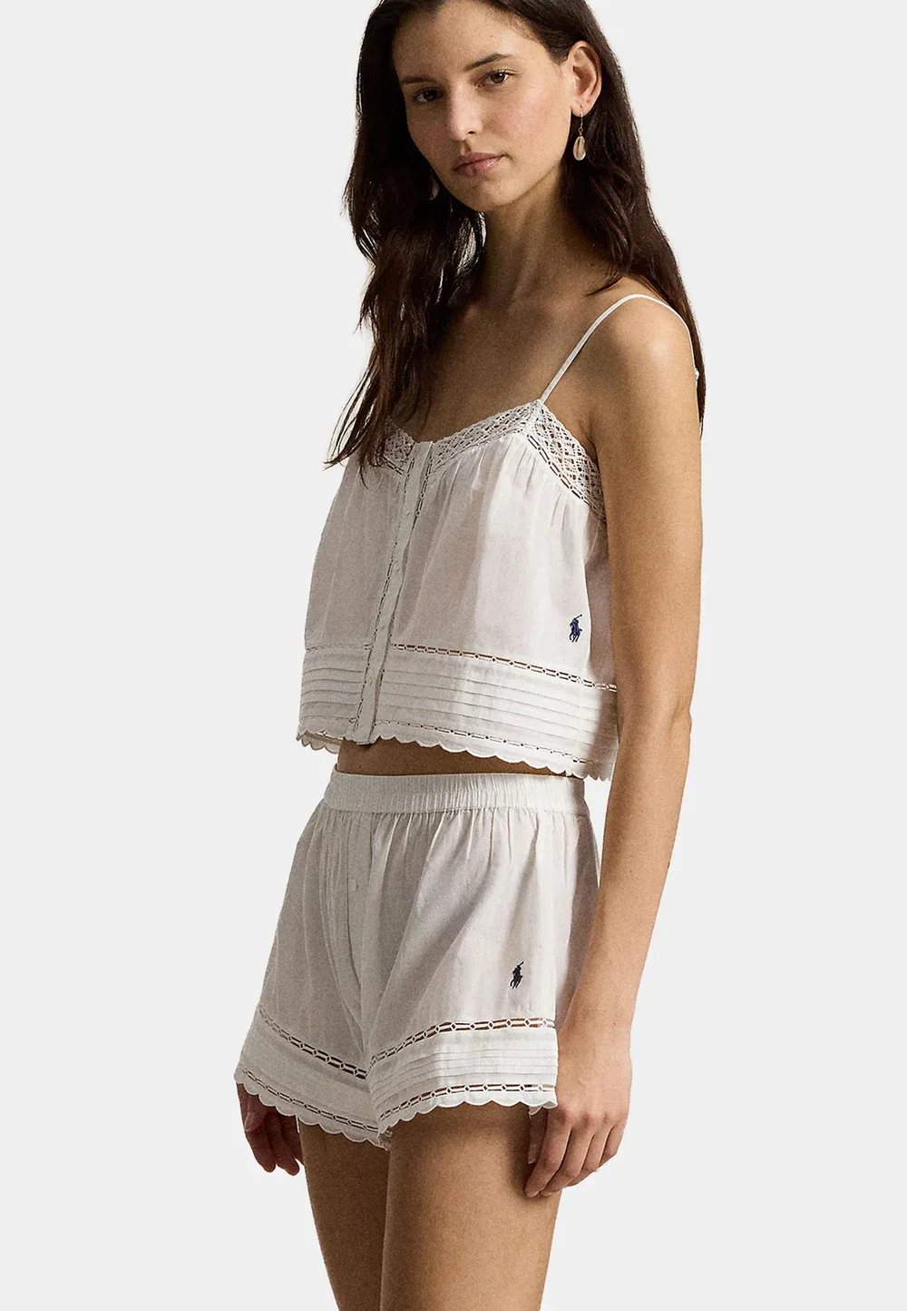 Комплект из топа и пижамы из вуали с цветочным принтом Polo Ralph Lauren, White Cloud