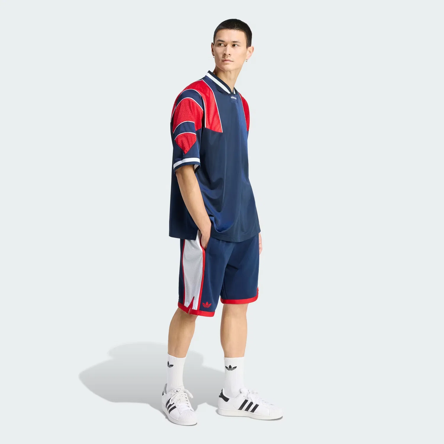 Мужская футболка-джерси свободного кроя Panel Jersey Adidas Originals, темно-синий — фото 3