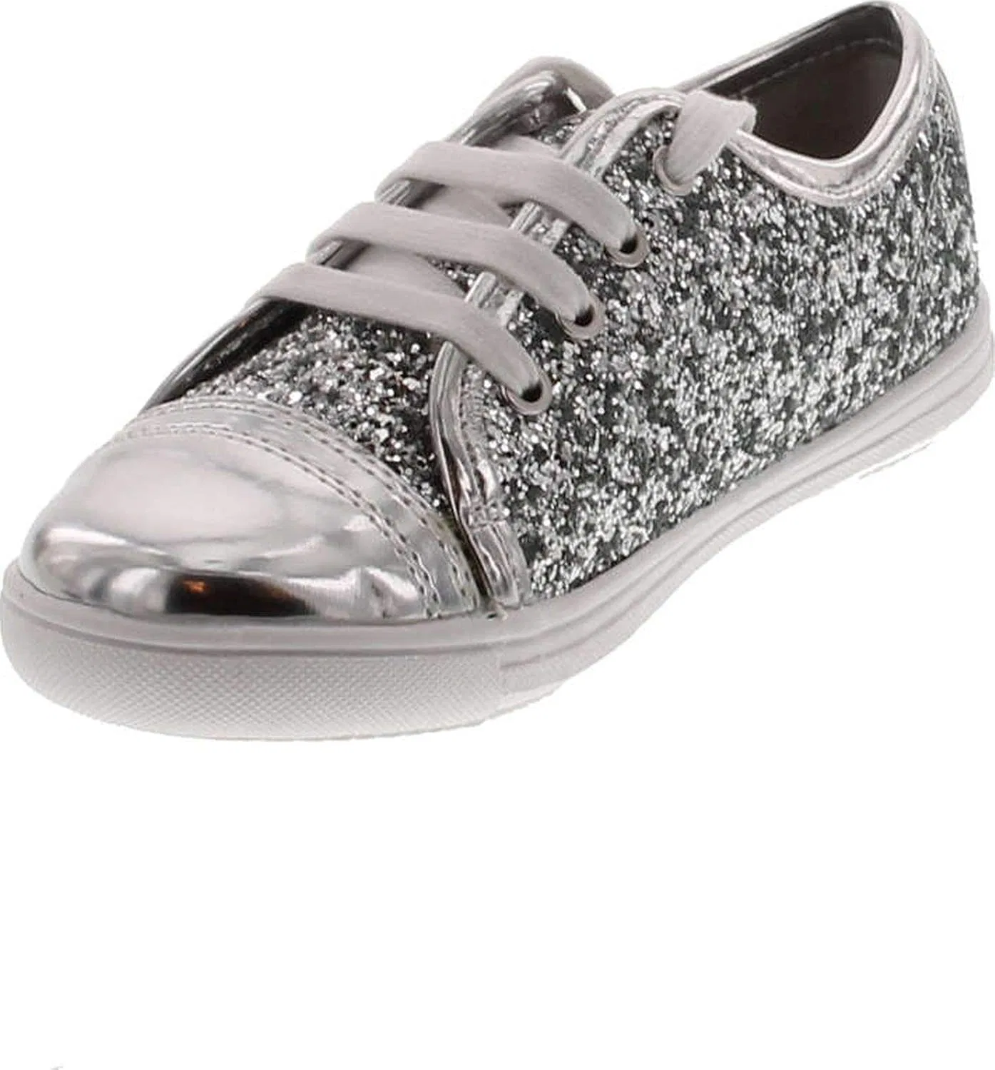 Детские кроссовки для девочек со шнуровкой Rachel Girls Lucie Fashion Lace Up Glitz Sneakers Rachel Shoes, Silver — фото 2