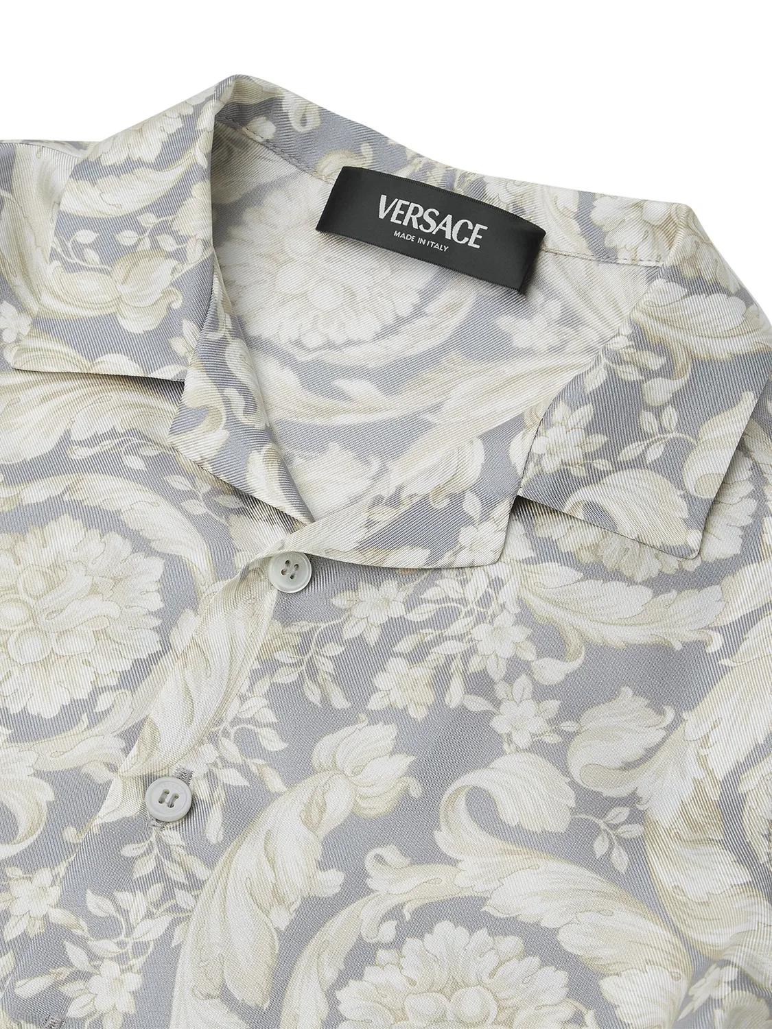 Рубашка из шелка с принтом Барокко Versace Home, серый — фото 3