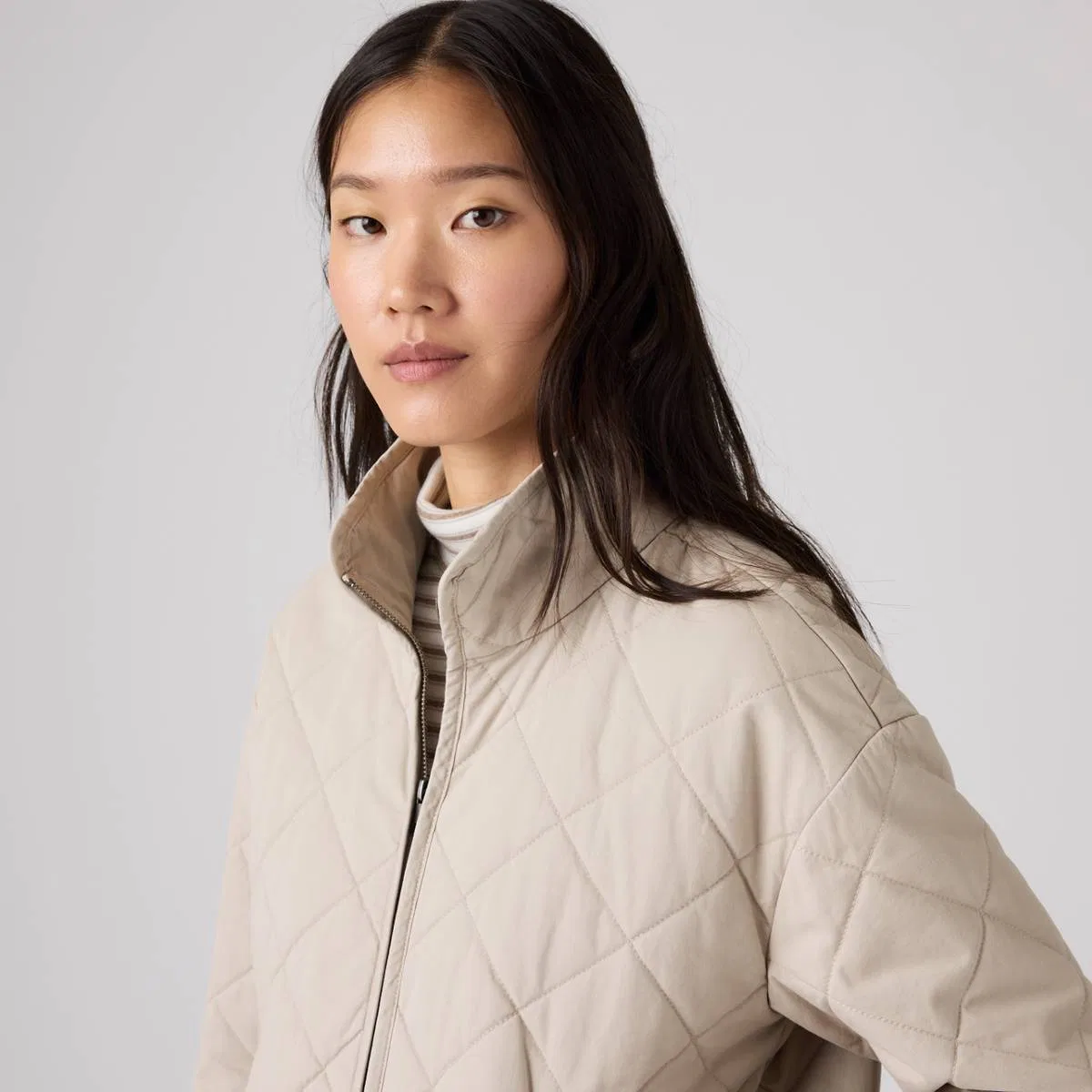 Хлопковая куртка с ромбовидной стежкой Levi's, White - White — фото 2